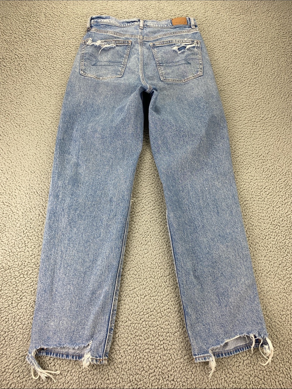 American Eagle Highest Rise Baggy Straight Destroyed Jeans Size: 8 Regular - Picture 10 of 16